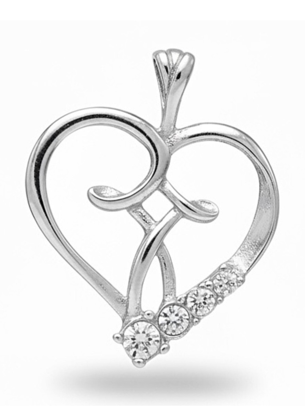Camco Vintage Heart & Cross April Birthstone Silver Pendant